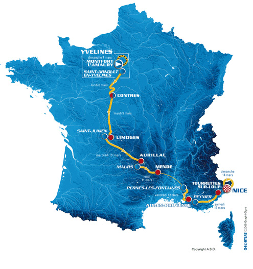 Paris-Nice route map